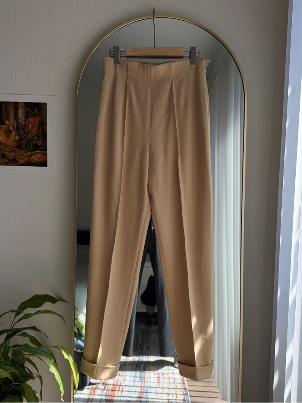 Escada Beige Wool-Blend Trousers